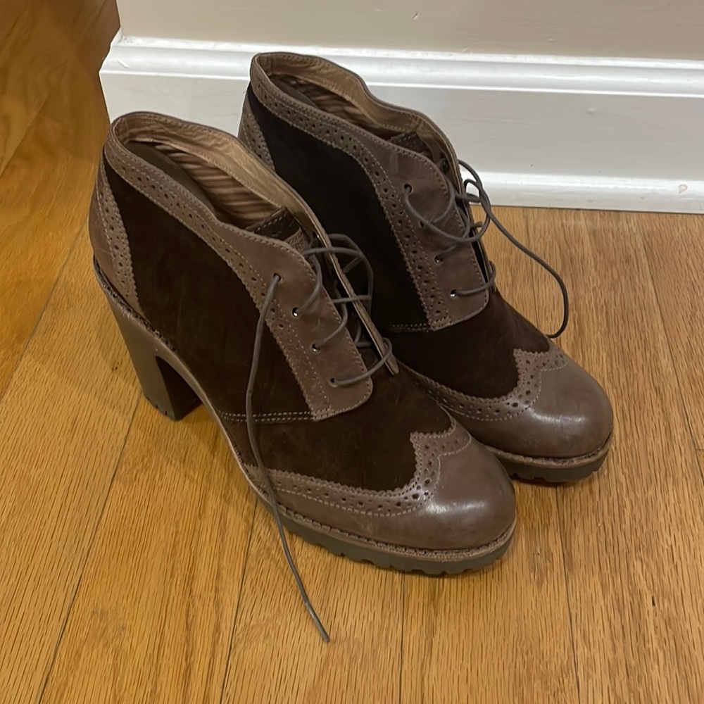 Leather and Suede Lace up Booties